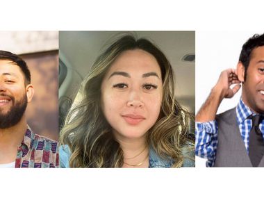 Texas comedians of color discuss how identity informs their comedy. (From left to right:...